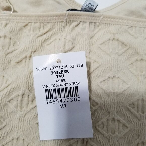 NWT BUCKLE V Neck Skinny Strap Textured Crop Top Color Taupe Size M/L - Picture 6 of 9